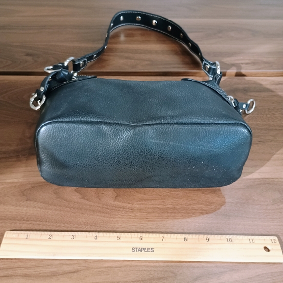 St. John's Bay Black Leather Shoulder Bag with Silver Accents - Picture 3 of 9